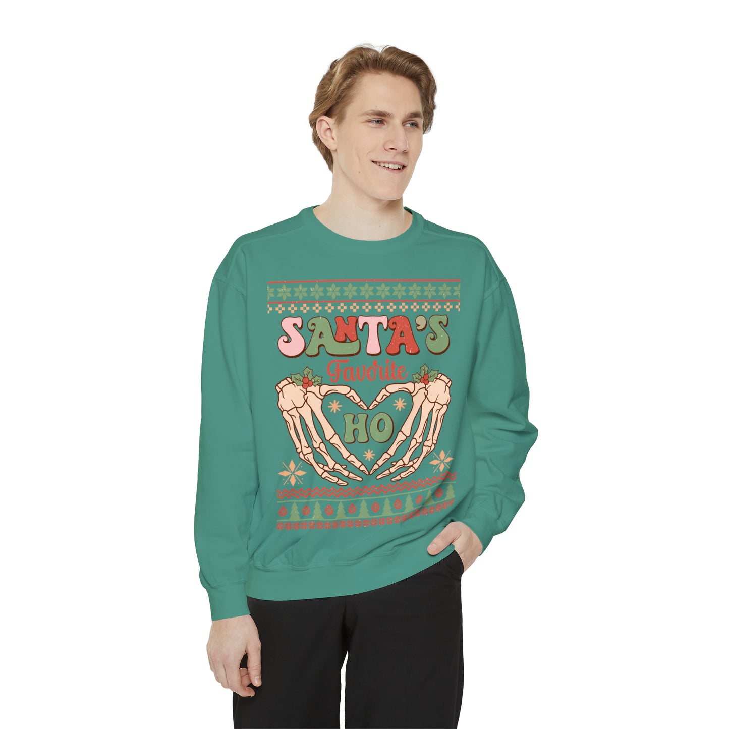 Santa's Favorite Hoe Unisex Garment-Dyed Sweatshirt