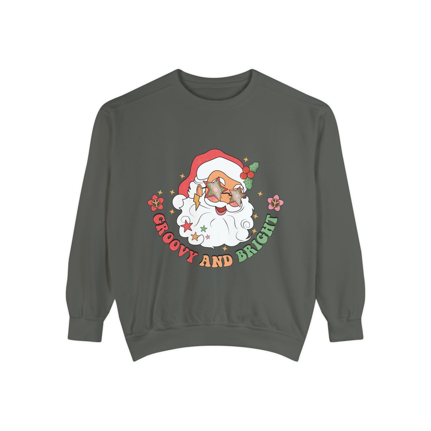 Groovy and Bright Santa Unisex Garment-Dyed Sweatshirt