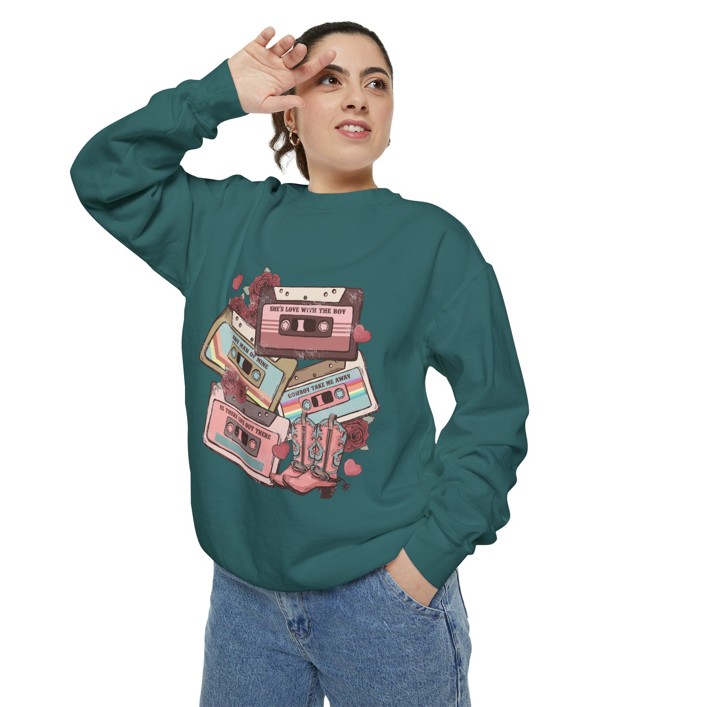 Cowgirl Valentine Mix Tape Unisex Garment-Dyed Sweatshirt