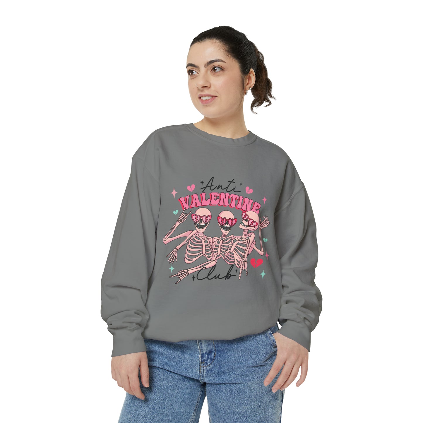 Anti Valentine Club Unisex Garment-Dyed Sweatshirt