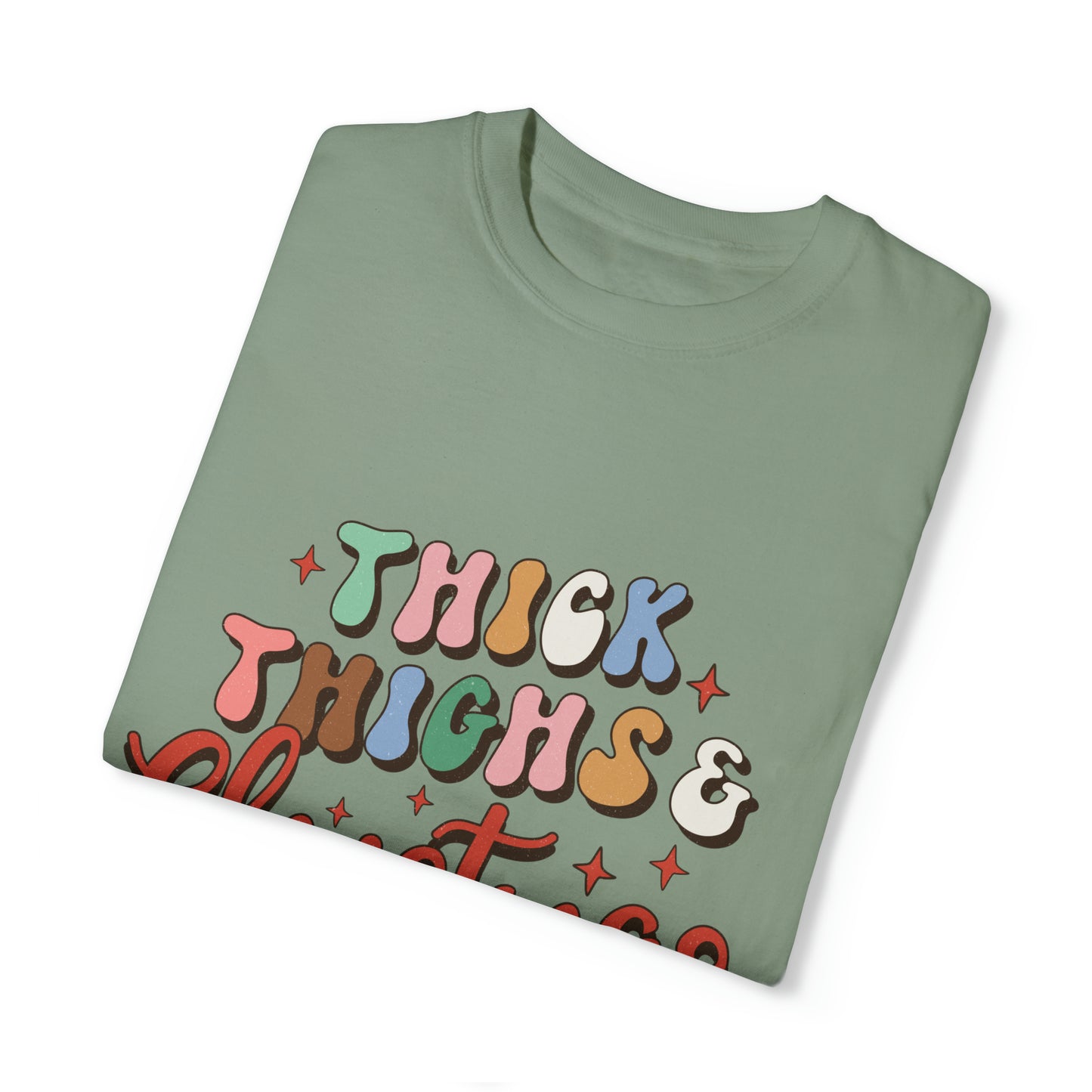 Thick Thighs and Christmas Vibes Unisex Garment-Dyed T-shirt