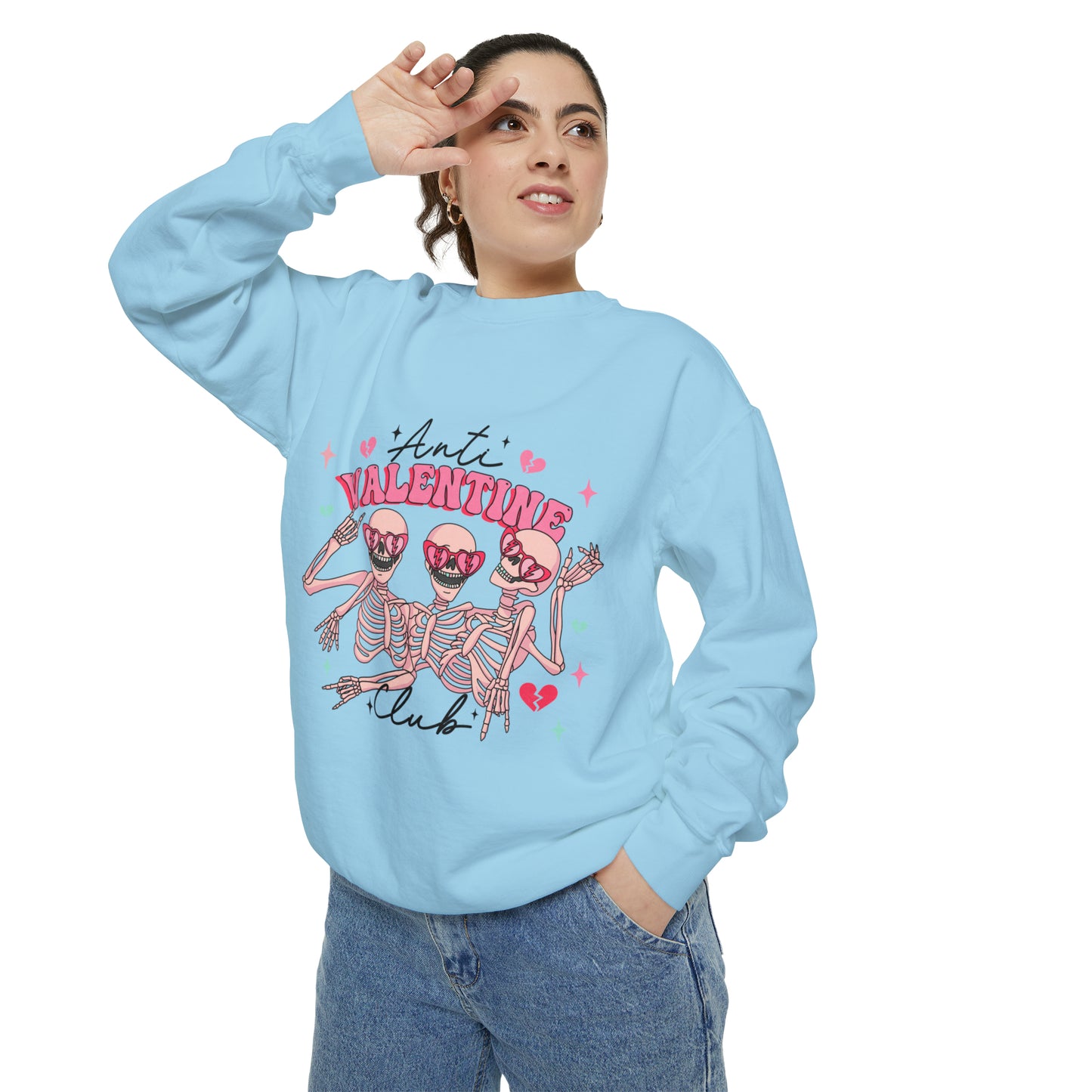 Anti Valentine Club Unisex Garment-Dyed Sweatshirt