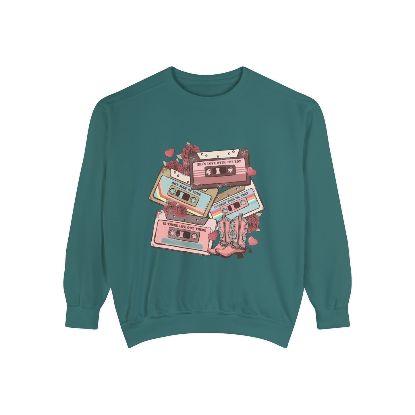 Cowgirl Valentine Mix Tape Unisex Garment-Dyed Sweatshirt