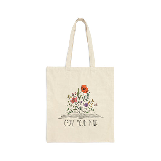 Grow Your Mind Cotton Canvas Tote Bag