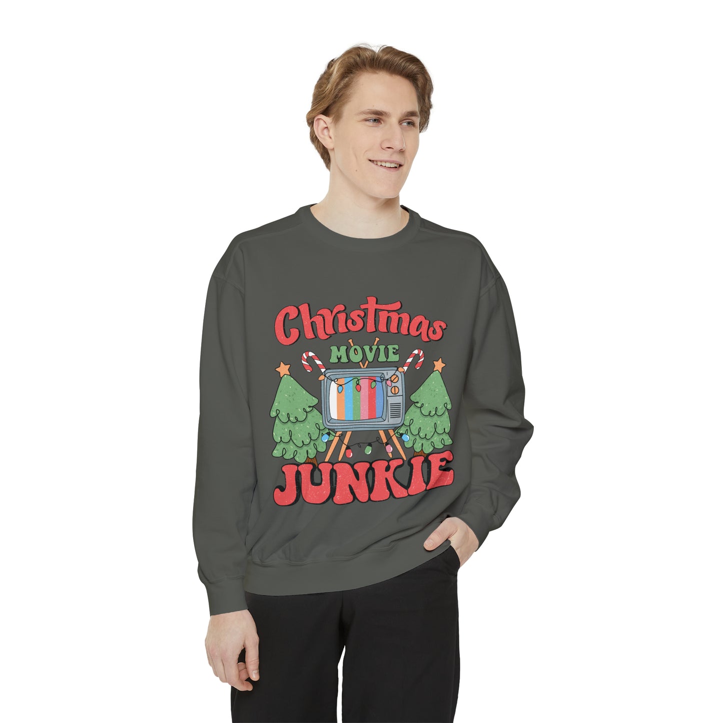 Christmas Movie Junkie Unisex Garment-Dyed Sweatshirt