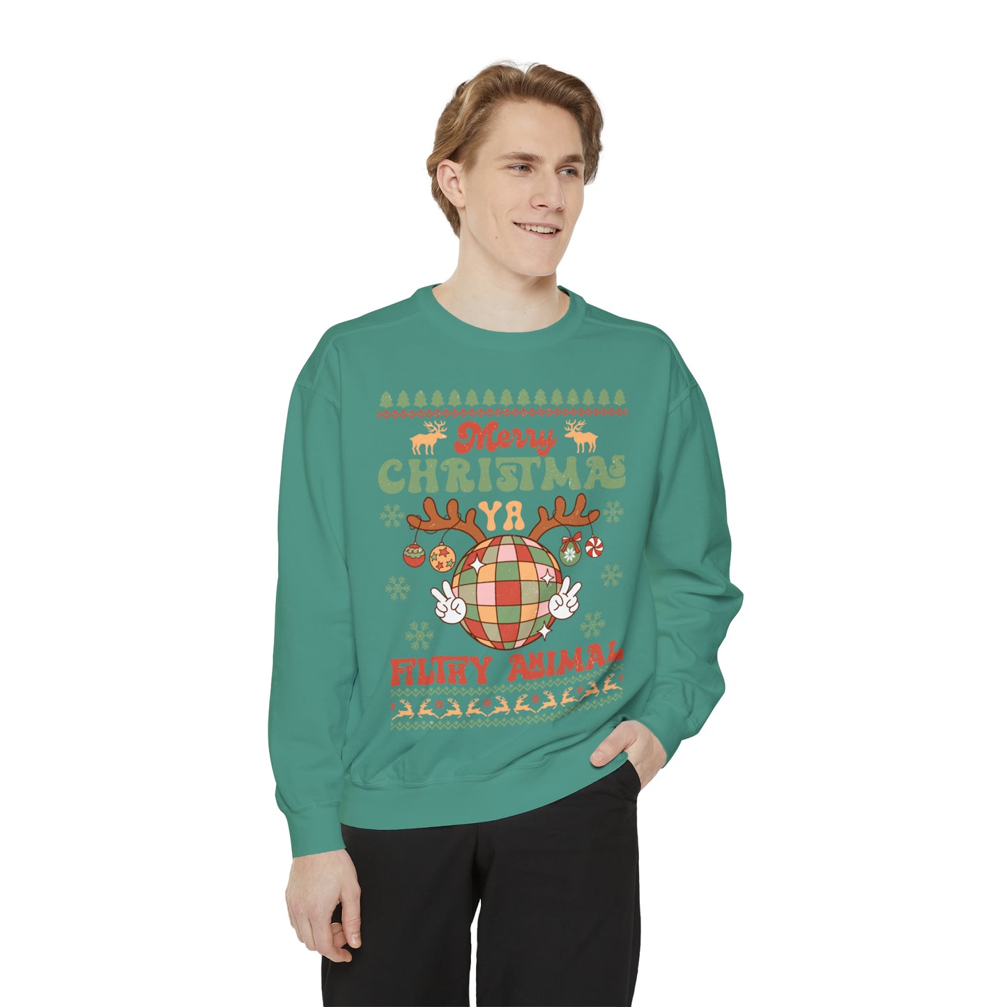 Merry Christmas Ya Filthy Animal Unisex Garment-Dyed Sweatshirt