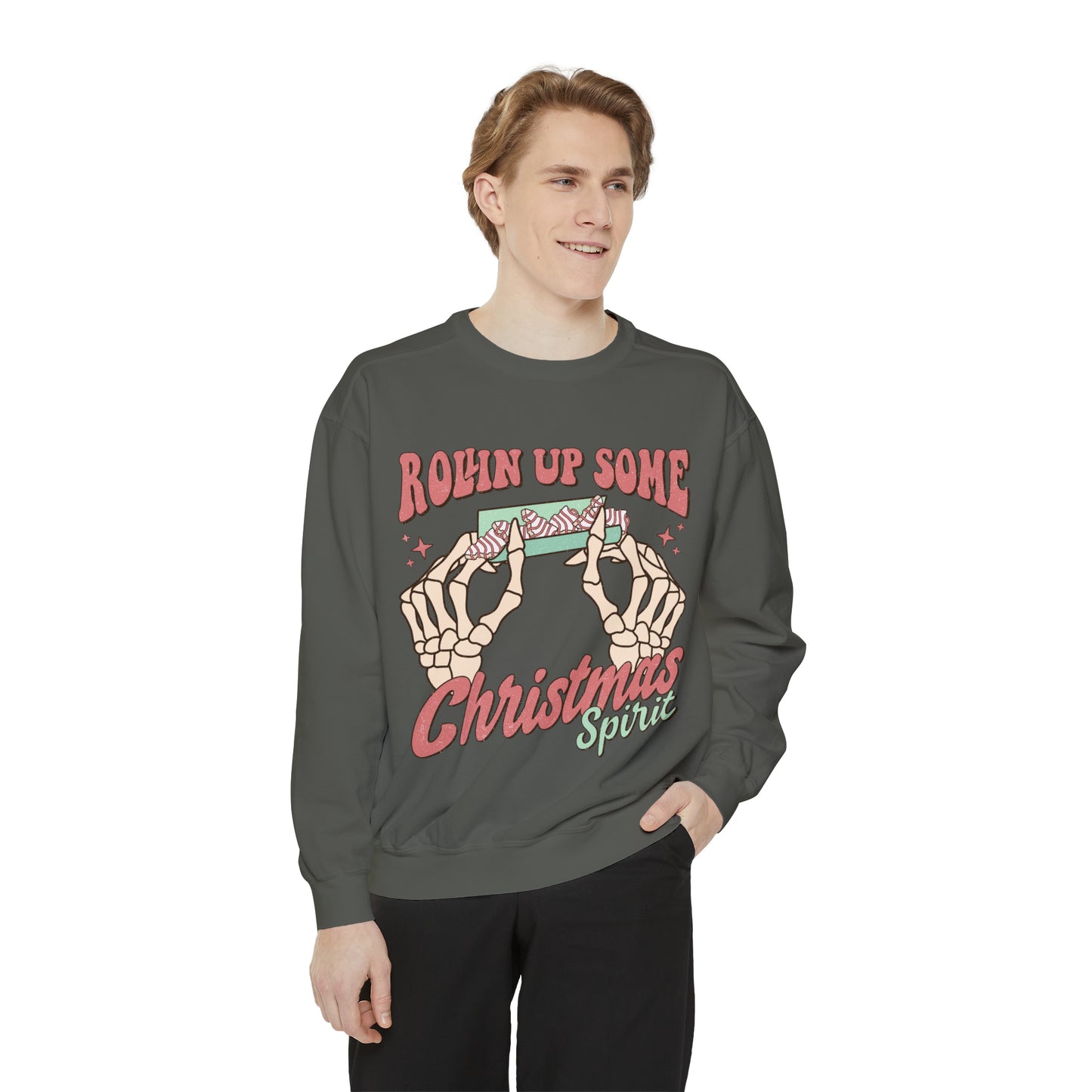 Rollin up some Christmas Spirit Unisex Garment-Dyed Sweatshirt