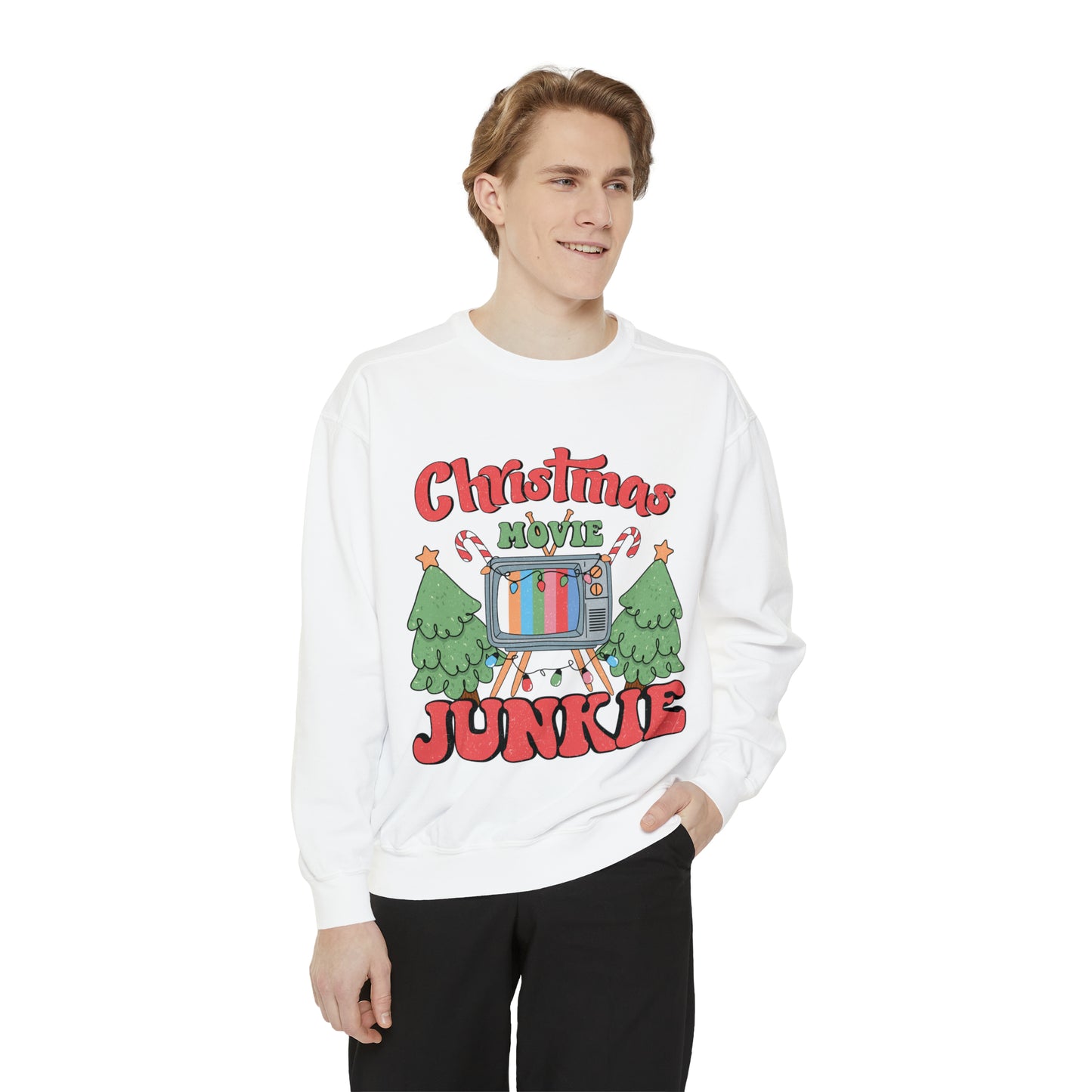 Christmas Movie Junkie Unisex Garment-Dyed Sweatshirt