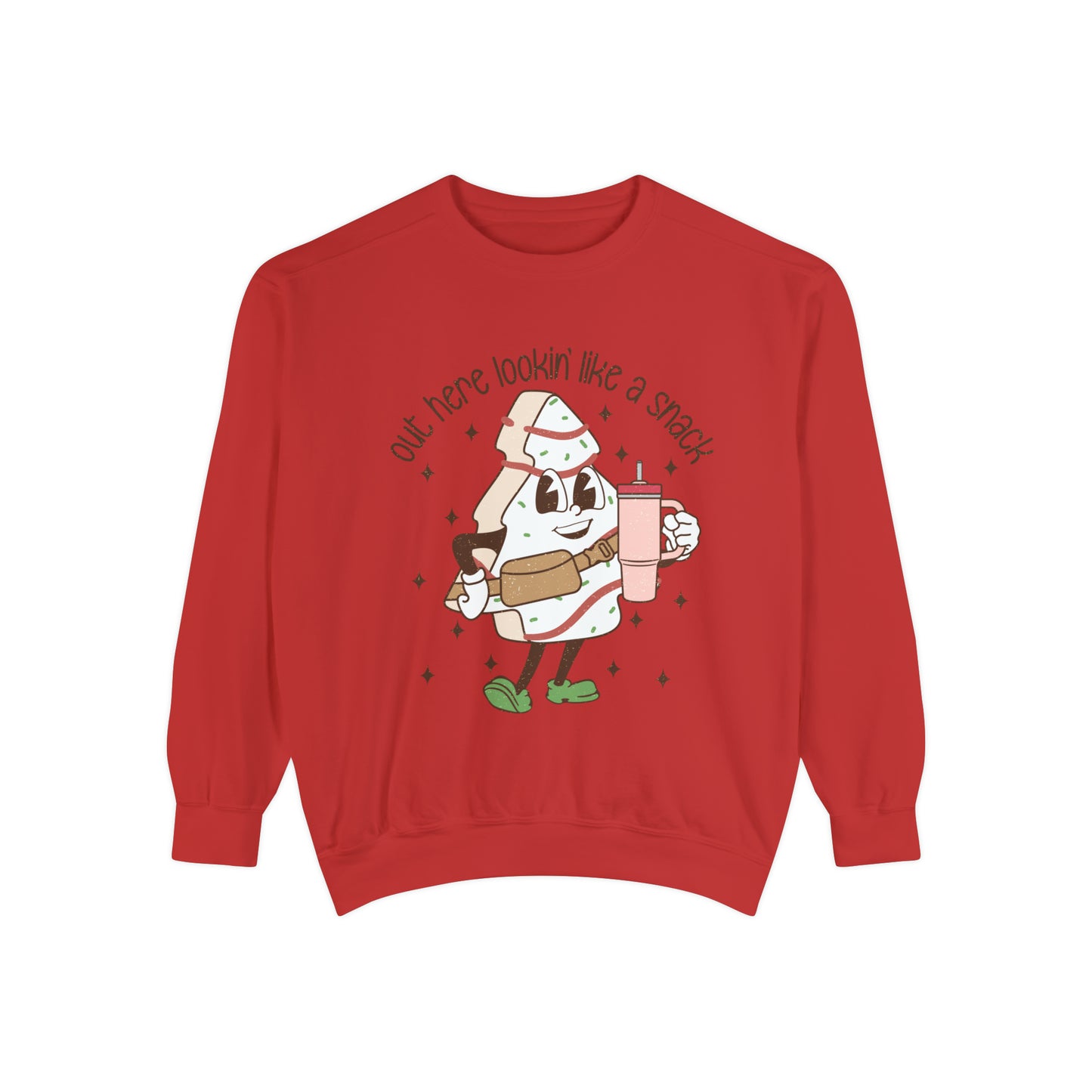 Out Here Looking Like a Snack Christmas Unisex Garment-Dyed Sweatshirt