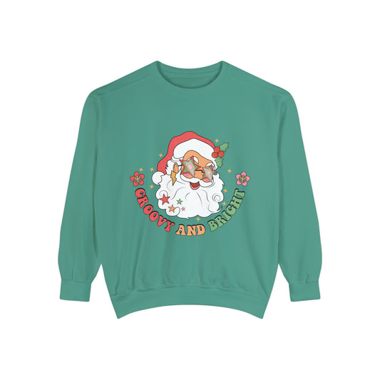 Groovy and Bright Santa Unisex Garment-Dyed Sweatshirt