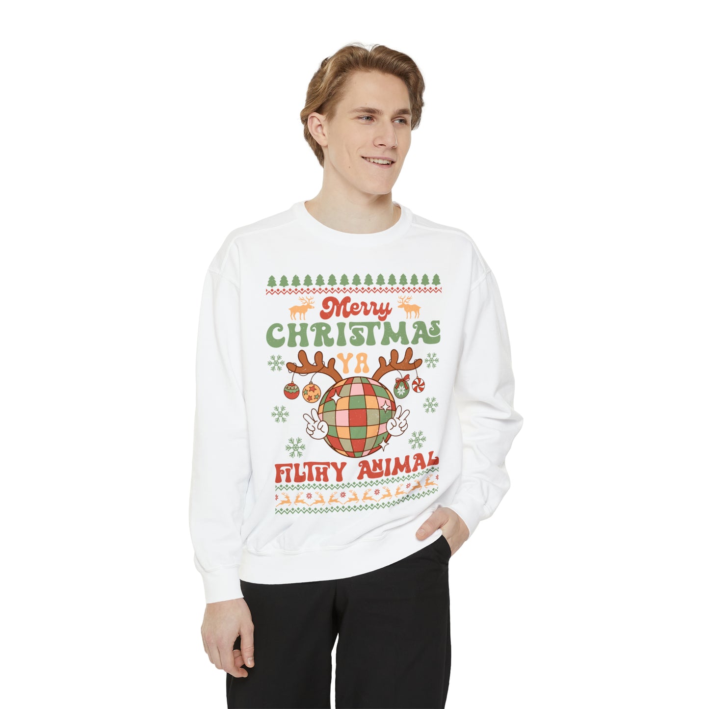 Merry Christmas Ya Filthy Animal Unisex Garment-Dyed Sweatshirt