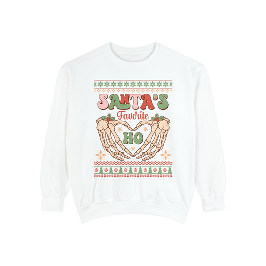 Santa's Favorite Hoe Unisex Garment-Dyed Sweatshirt