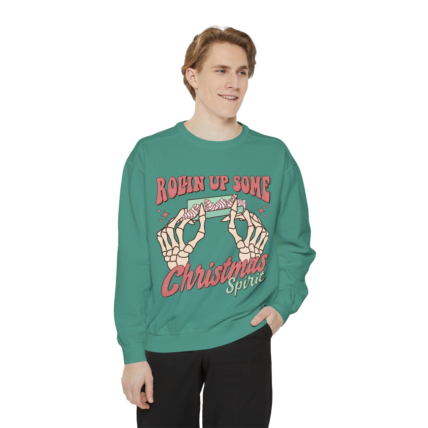 Rollin up some Christmas Spirit Unisex Garment-Dyed Sweatshirt