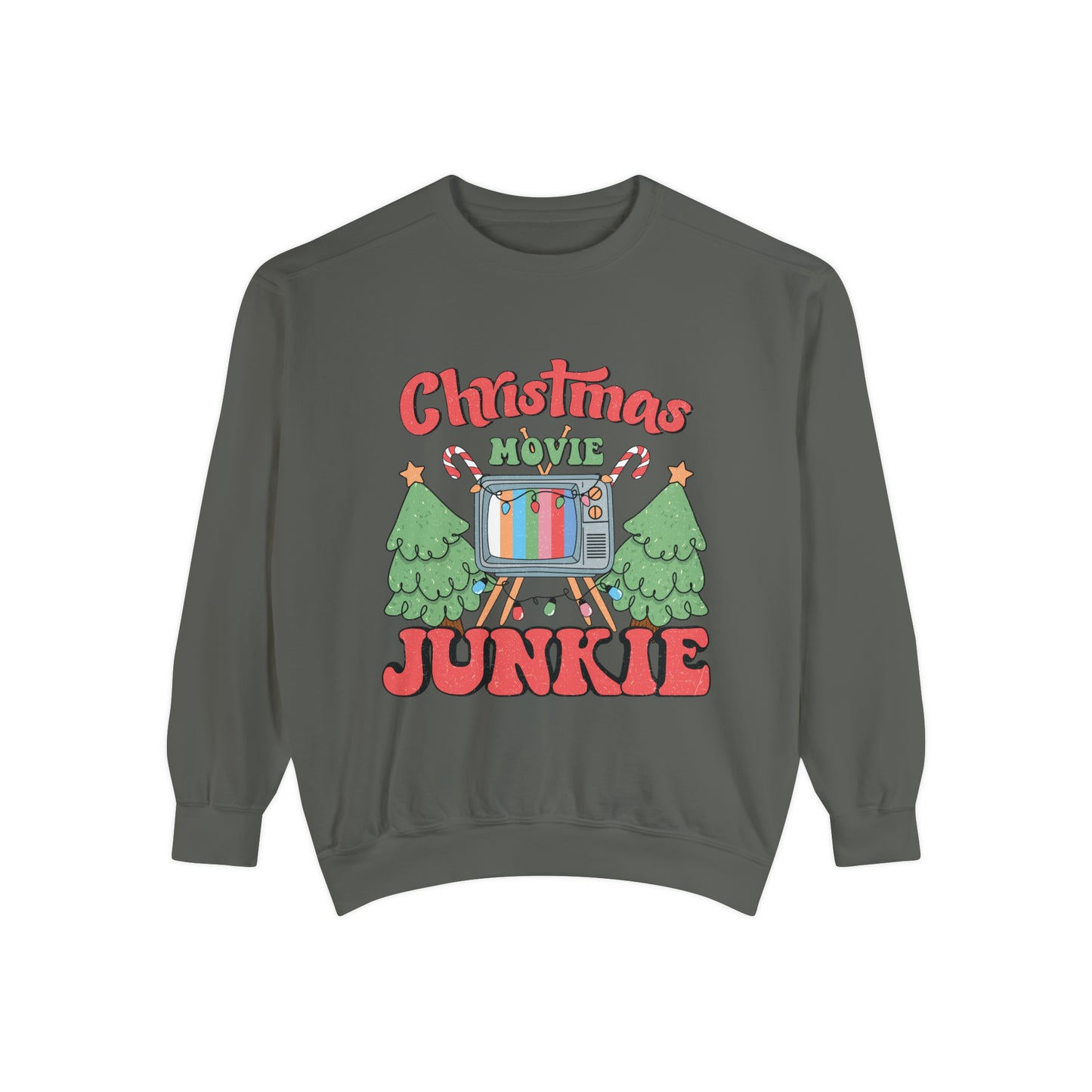 Christmas Movie Junkie Unisex Garment-Dyed Sweatshirt