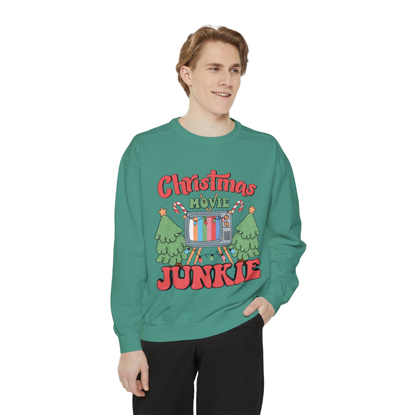 Christmas Movie Junkie Unisex Garment-Dyed Sweatshirt