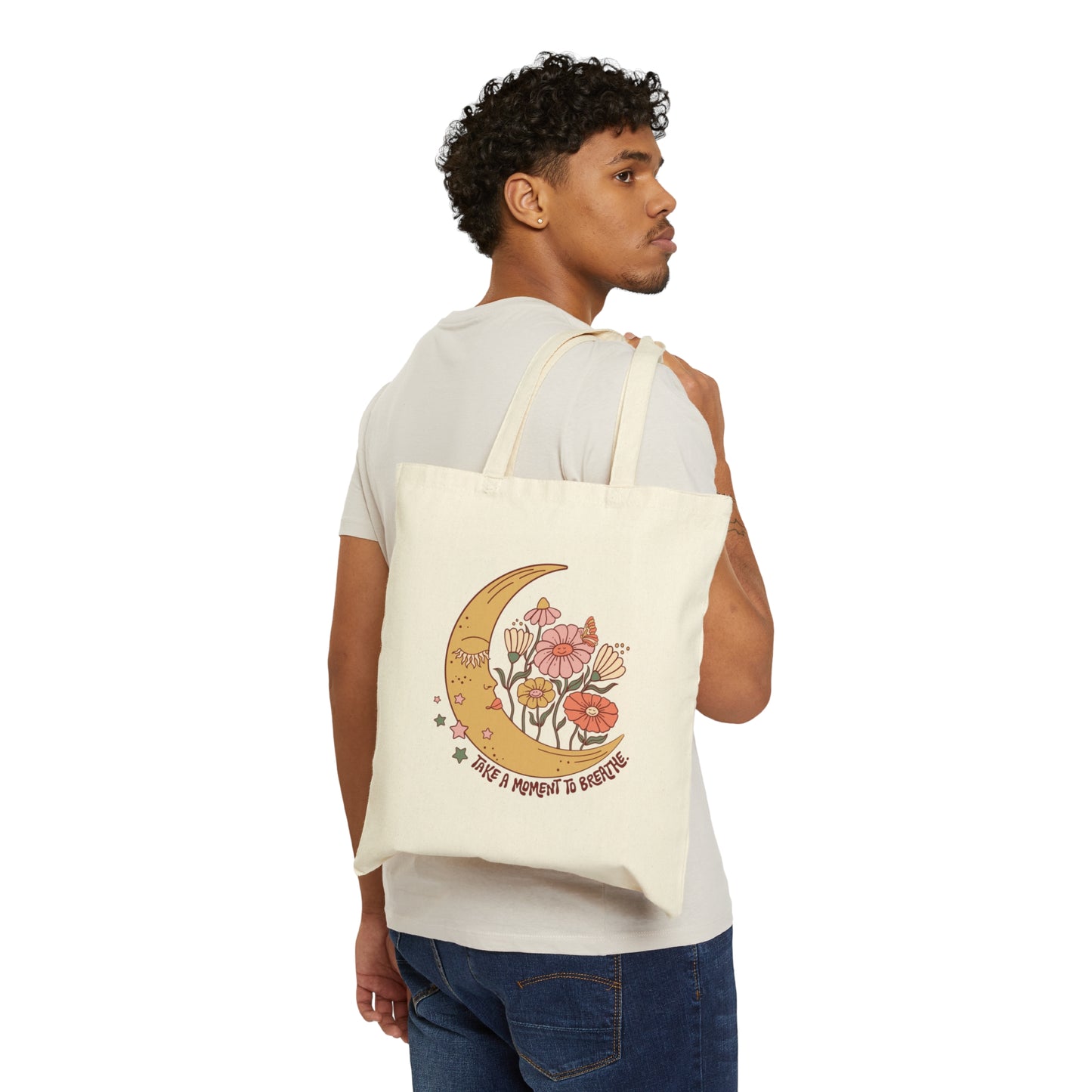 Take a Moment to Breath Cotton Canvas Tote Bag