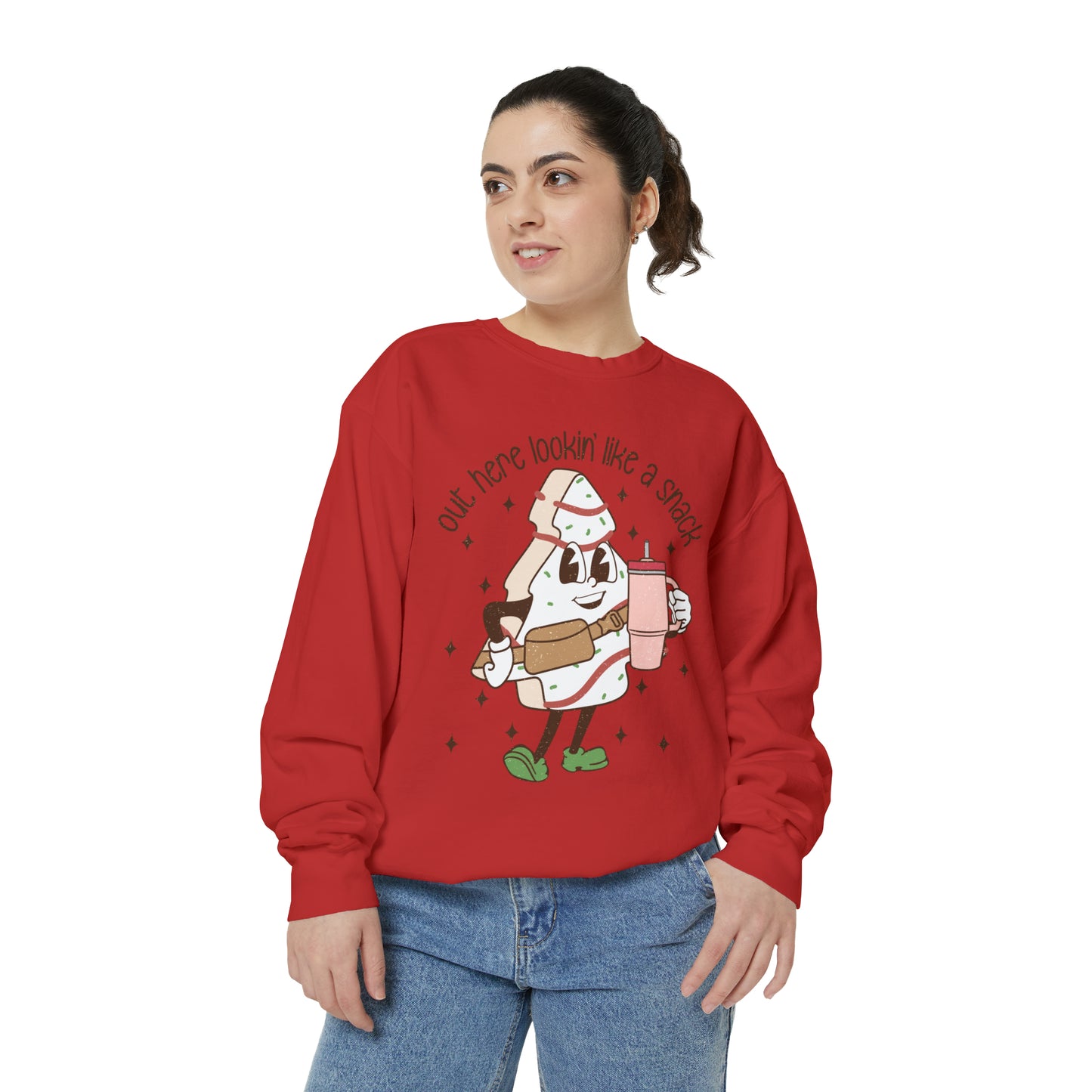 Out Here Looking Like a Snack Christmas Unisex Garment-Dyed Sweatshirt