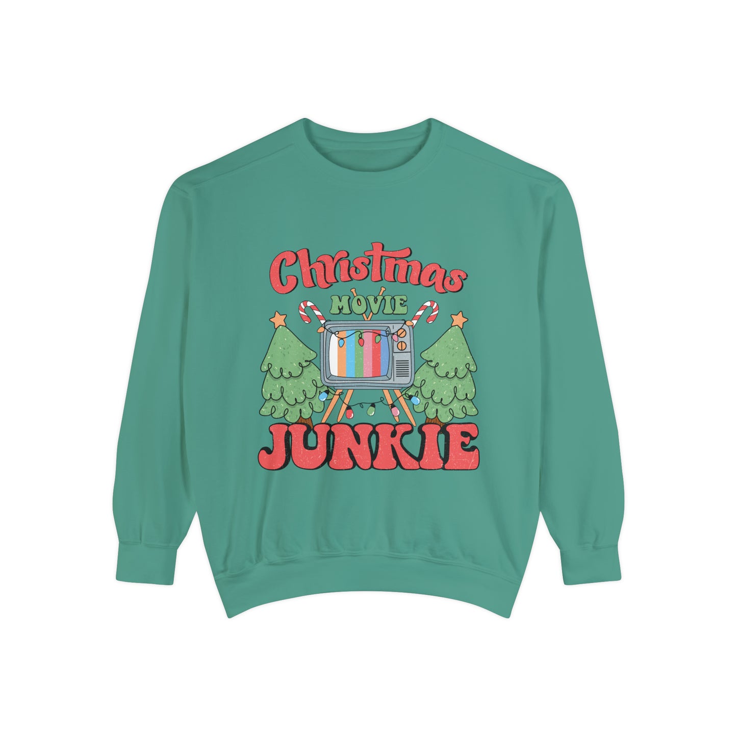 Christmas Movie Junkie Unisex Garment-Dyed Sweatshirt