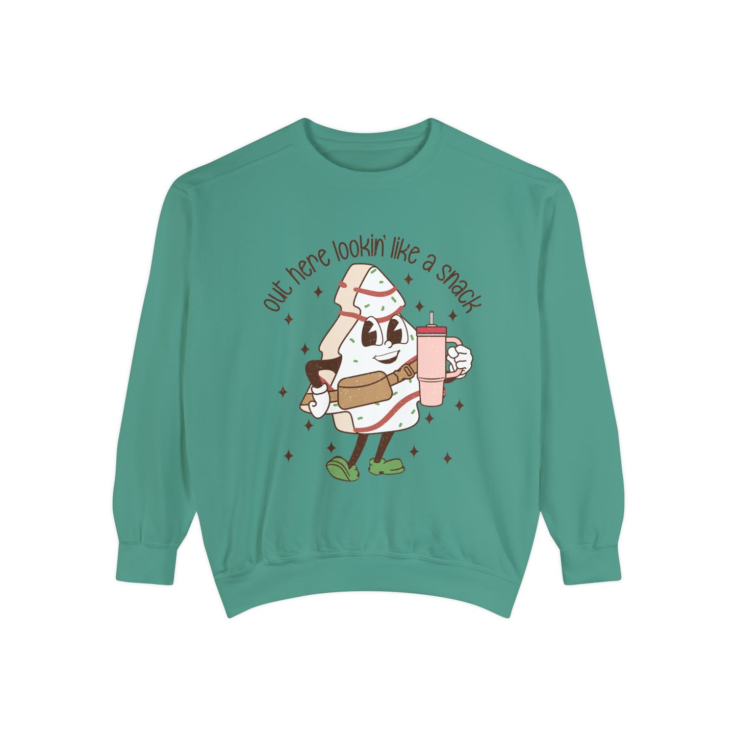 Out Here Looking Like a Snack Christmas Unisex Garment-Dyed Sweatshirt