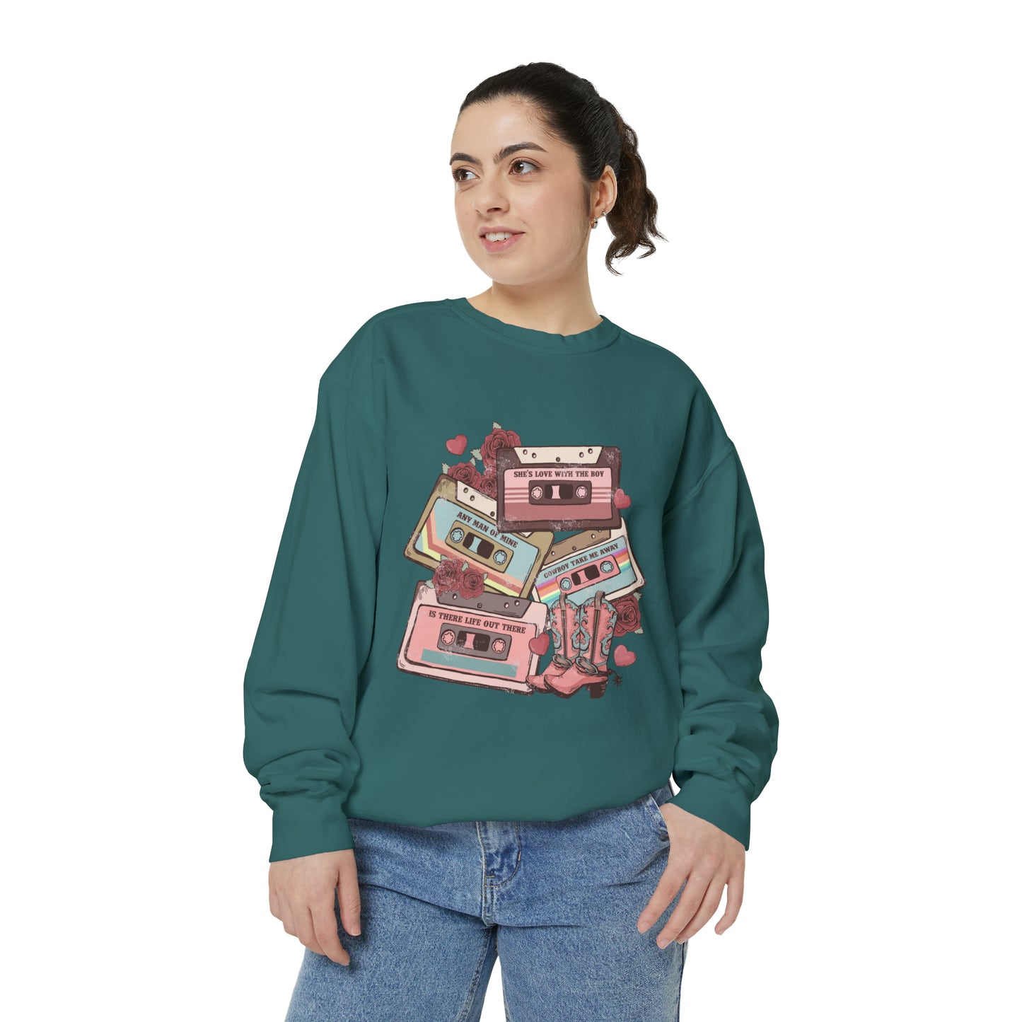 Cowgirl Valentine Mix Tape Unisex Garment-Dyed Sweatshirt